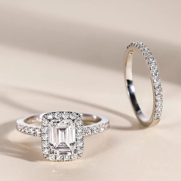 Emerald Cut Engagement Ring Band Stack - Picture 4 of 6